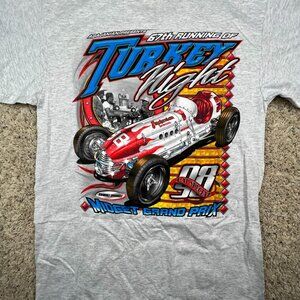 Midget Grand Prix T-shirt LG Gray Turkey Night Agajanian Irwindale Speedway Race